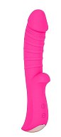 Ярко-розовый вибромассажер 5  Silicone Wild Passion - 19,1 см.