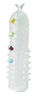 Закрытая белая насадка на пенис Crystal Sleeve с шариками и усиками - 14 см.