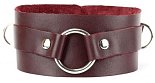 Бордовый широкий ошейник с кольцом Maroon Collar