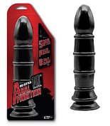 Чёрный анальный фаллоимитатор с рёбрышками Anal Munition Huge Butt Plug - 28,5 см.