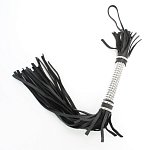 Черная плеть с серебристой ручкой - 45 см.