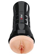 Телесный мастурбатор-вагина в черной колбе Super Juicy Snatch XXL