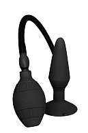 Чёрная анальная пробка с функцией расширения Small Inflatable Plug - 12,5 см.