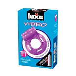 Фиолетовое эрекционное виброкольцо Luxe VIBRO «Бешеная Гейша» + презерватив