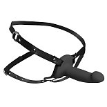 Черный полый страпон с вибрацией 2’’ Erection 28X Smooth Vibrating Silicone Penis Sheath
