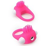 Розовое эрекционное кольцо с щеточкой Silicone Stimu Ring