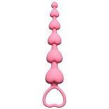 Розовая анальная цепочка Heart s Beads Pink - 18 см.