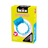 Голубое эрекционное виброкольцо Luxe VIBRO «Райская птица» + презерватив